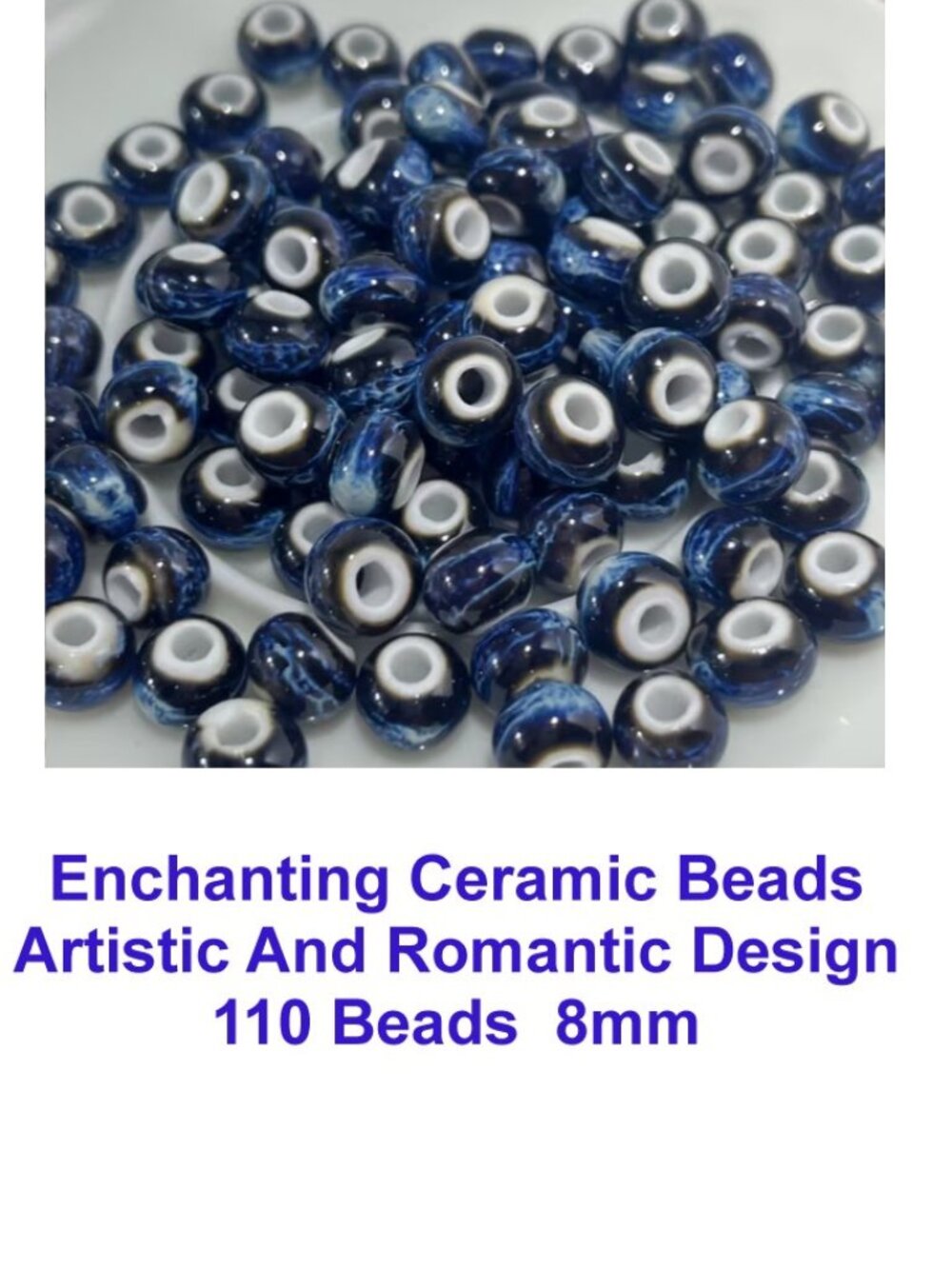 Enchanting Ceramic Beads Artistic And Romantic Design 110 Beads  8mm
